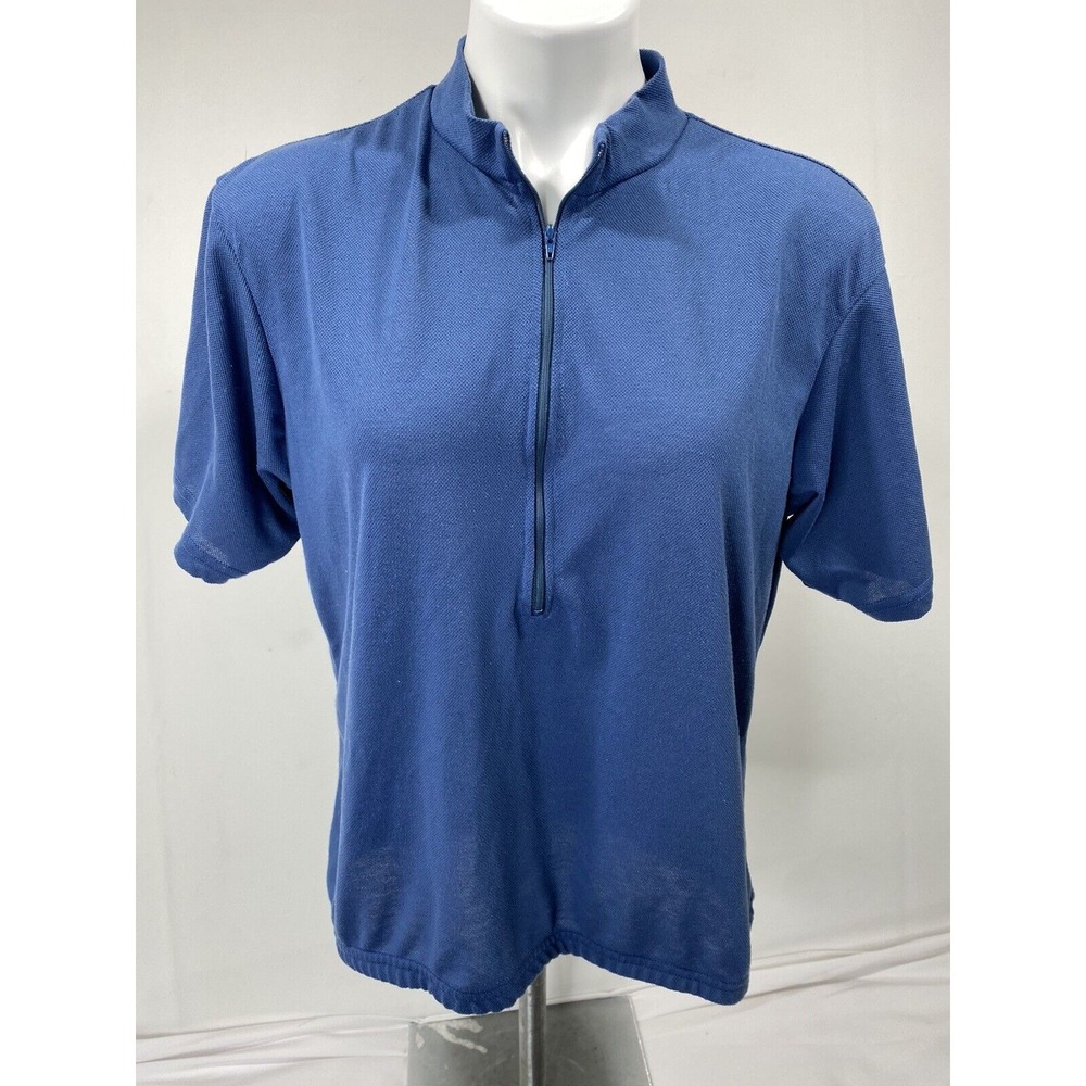 Mens‎ Cycling Jersey Large Blue Short Sleeve Bike Shirt Rear Pocket Athletic